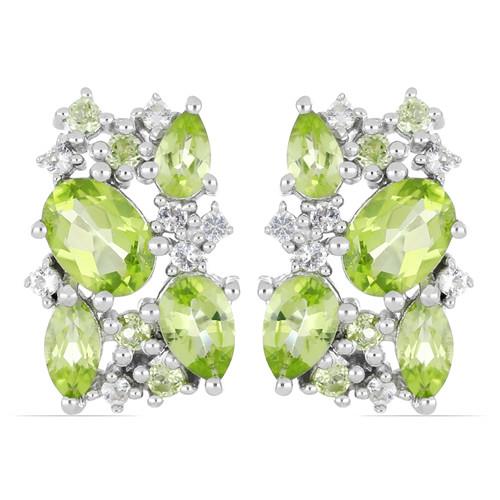 STERLING SILVER NATURAL PERIDOT GEMSTONE CLASSIC EARRINGS